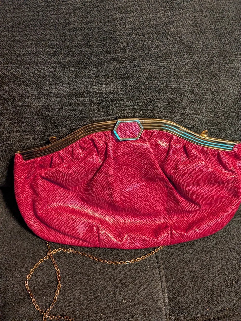 Pink Chain-Clasp Women's Evening Clutch